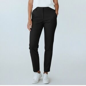 Eileen Fisher Pant Women Med Black Pointe Knit Minimalist Stretch Straight Leg